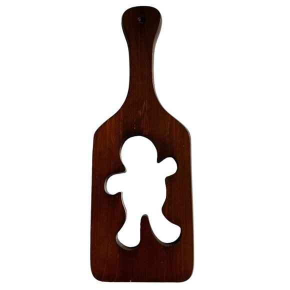 Vintage Wooden Butter Paddle Gingerbread Man Cutout 1979 Wall Decor 12" - Picture 6 of 10